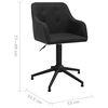 vidaXL grozāmi virtuves krēsli, 4 gab., melns audums