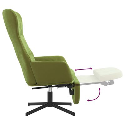 vidaXL atpūtas krēsls ar kāju balstu, gaiši zaļš samts