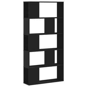vidaXL grāmatu plaukts, 5 līmeņi, melns, 80,5x23,5x162,5 cm, koks