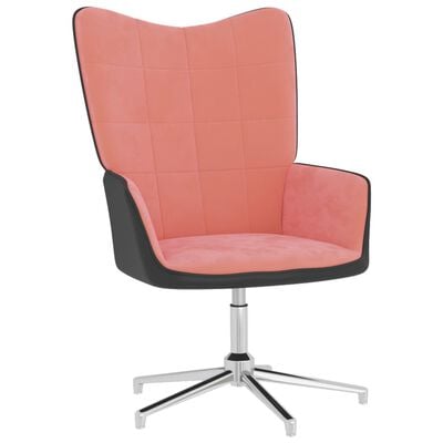 vidaXL atpūtas krēsls, rozā, samts un PVC
