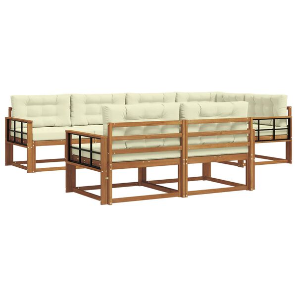 vidaXL Āra dīvānu komplekts ar spilvenu 7 pcs Dabisks un krējuma