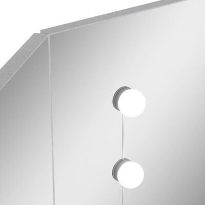 vidaXL stūra spoguļgaldiņš ar LED, betona pelēks, 111x54x141,5 cm