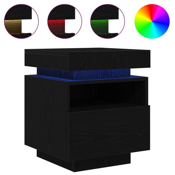 vidaXL Nakts skapītis ar atvilktni Melns ozolkoks 40 x 39 x 48,5 cm