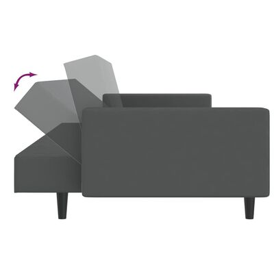 vidaXL 2-vietīga dīvāngulta, tumši pelēks samts