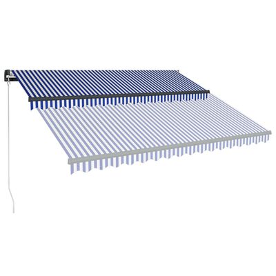 vidaXL izvelkama markīze ar LED, 400x300 cm, zila ar baltu
