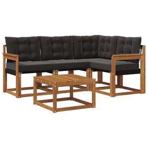 vidaXL Āra dīvānu komplekts ar spilvenu 5 pcs Dabīgs un melns