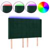 vidaXL gultas galvgalis ar LED, 147x16x118/128 cm, tum&scaron;i zaļ&scaron; samts