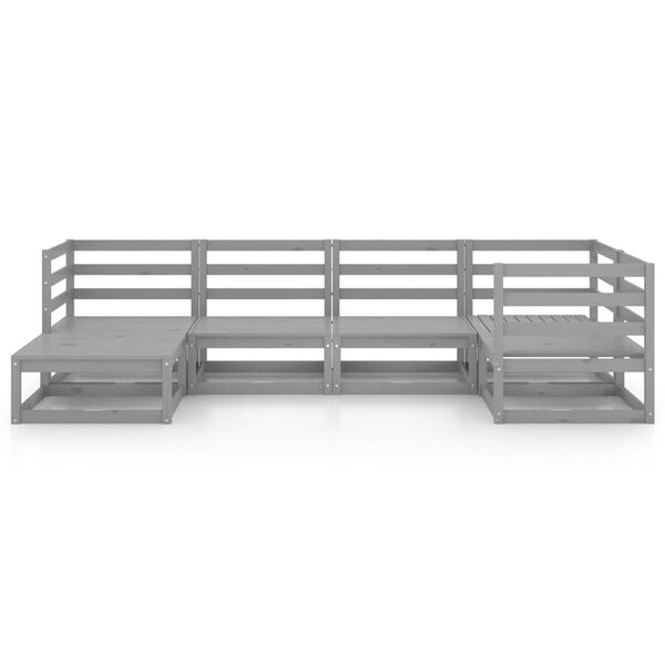 vidaXL 6-daļīgs dārza atpūtas mēbeļu komplekts, pelēks priedes koks