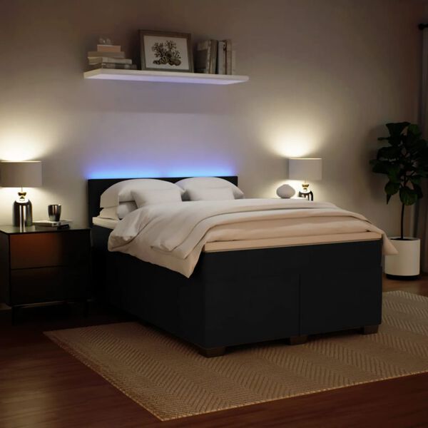 vidaXL atsperu gulta ar matraci, melna samts, 160x200 cm