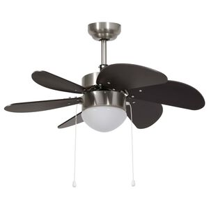 vidaXL griestu ventilators ar lampu, 76 cm, tum&scaron;i brūns