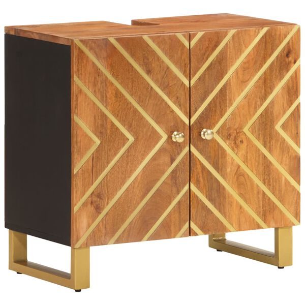 vidaXL vannasistabas skapītis, brūns un melns, mango masīvkoks