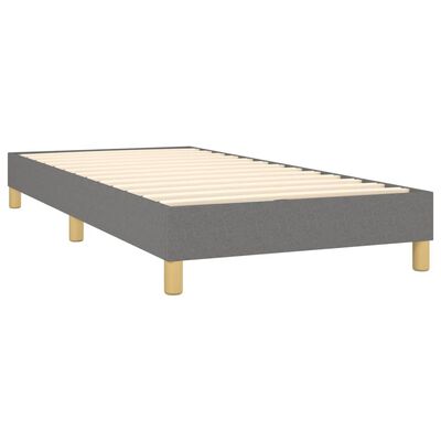 vidaXL atsperu gulta ar matraci, tumši pelēka, 90x200 cm, audums