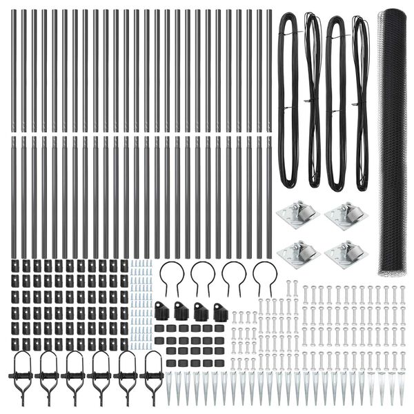 vidaXL Žoga āķis Pelēka 50 x 1,5 m (25 mm siets) Tērauds un PVC