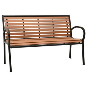 vidaXL dārza sols, melns un brūns, 116 cm, tērauds un WPC