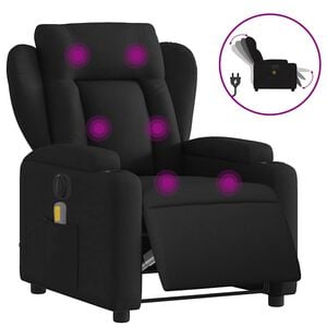 vidaXL elektrisks masāžas krēsls, atgāžams, melns audums