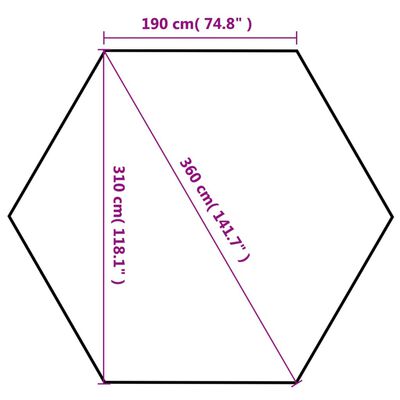 vidaXL nojume ar 6 sānu sienām, ātri uzstādāma, 3,6x3,1 m, krēmbalta