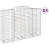 vidaXL arkveida gabiona grozi, 3 gb., 300x50x200/220cm, cinkota dzelzs