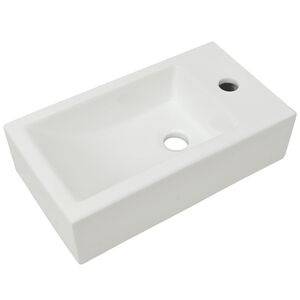 vidaXL izlietne ar krāna caurumu, 46x25,5x12 cm, balta keramika