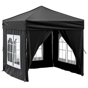 vidaXL saliekama nojume ar sienām, melna, 2x2 m