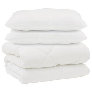 vidaXL Sega ar spilveniem ar spilvenu 3 pcs Balts Mikrofibra un pūks