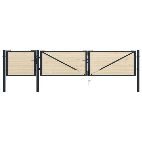 vidaXL žoga vārti, tērauds un egles koks, 413x75 cm