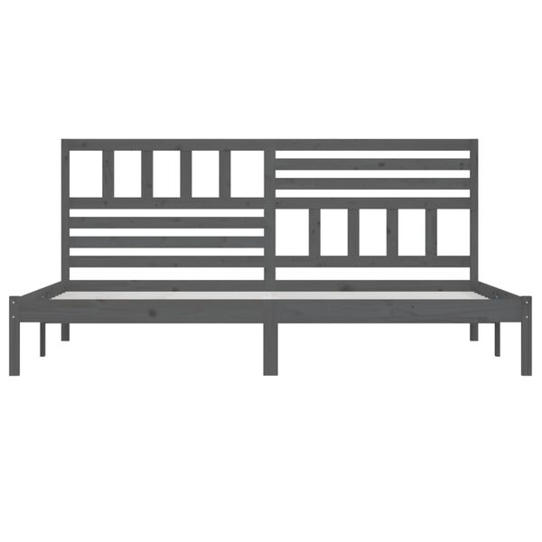 vidaXL gultas rāmis, pelēks, masīvkoks, 200x200 cm