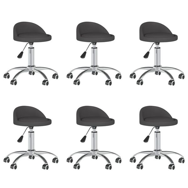 vidaXL grozāmi virtuves krēsli, 6 gab., pelēka mākslīgā āda