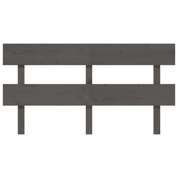 vidaXL gultas galvgalis, pelēks, 154x3x81 cm, priedes masīvkoks