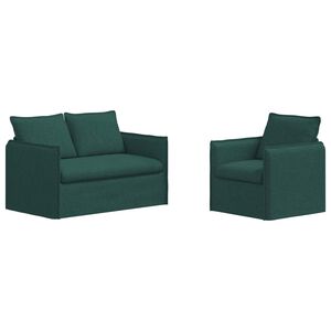 vidaXL Dīvānu komplekts 2 pcs Tum&scaron;i zaļ&scaron; 196 x 82 x 85 cm audums