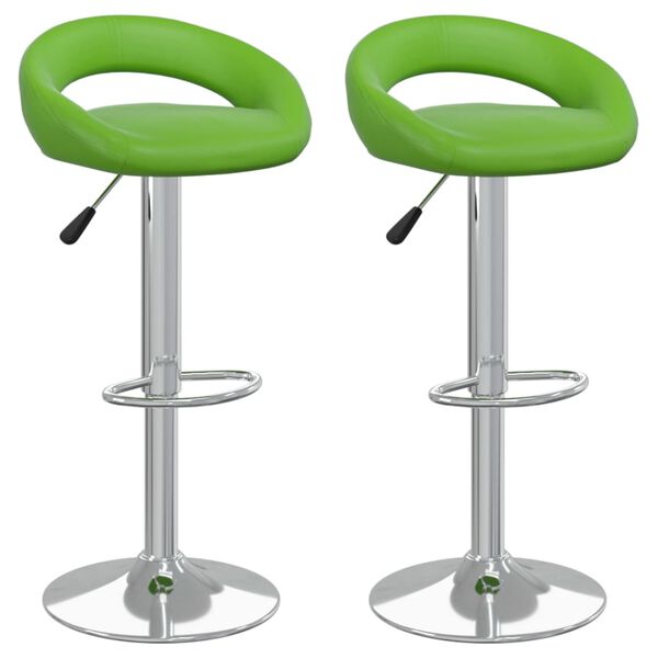 vidaXL bāra krēsli, 2 gab., zaļa mākslīgā āda