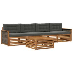 vidaXL Āra dīvānu komplekts ar spilvenu 5 pcs Dabisks un antracīts