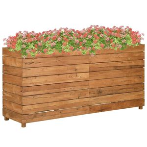 vidaXL augstā puķu kaste, 150x40x72 cm, pārstrādāts tīkkoks un tērauds