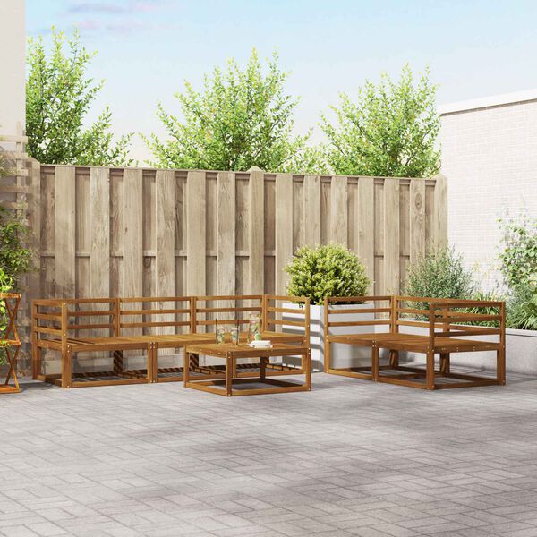 vidaXL Āra dīvānu komplekts 6 pcs Dabiska Cietā akācijas koks