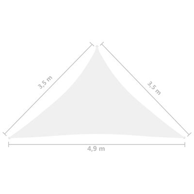 vidaXL saulessargs, trijstūra, 3,5x3,5x4,9 m, balts oksforda audums