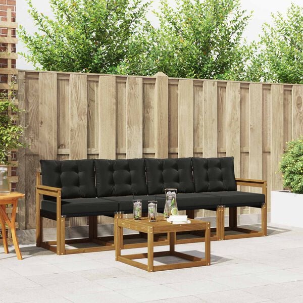 vidaXL Āra dīvānu komplekts ar spilvenu 5 pcs Dabīgs un melns