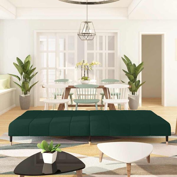 vidaXL 2-vietīga dīvāngulta, tumši zaļš samts