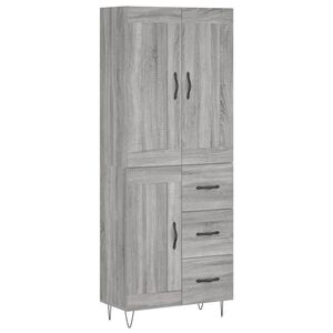 vidaXL augstais skapis, pelēks, 69,5x34x180 cm, inženierijas koks