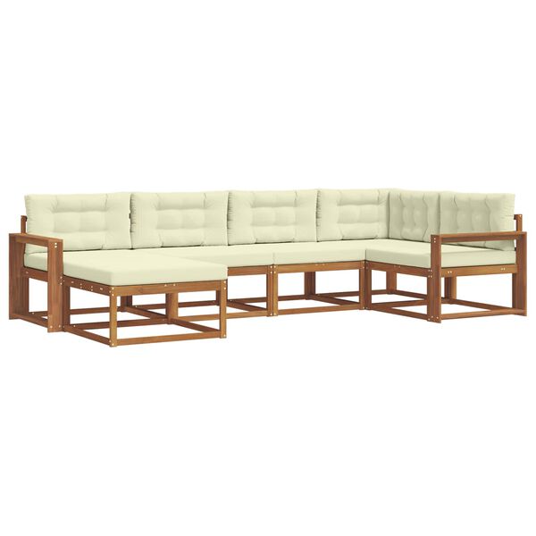 vidaXL Āra dīvānu komplekts ar spilvenu 6 pcs Dabisks un krējuma