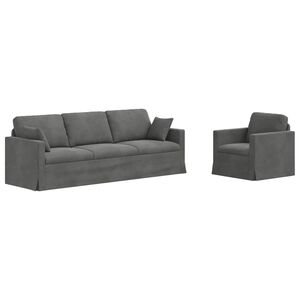 vidaXL Dīvānu komplekts 2 pcs Tum&scaron;i pelēks 228 x 78 x 80 cm Samts