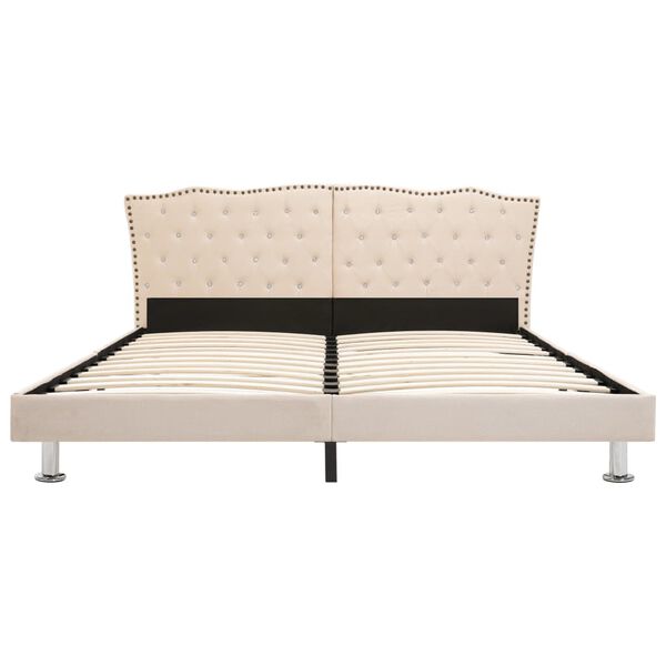 vidaXL gultas rāmis, bē&scaron;s audums, 180x200 cm