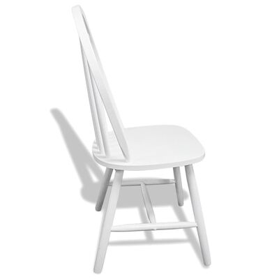 vidaXL virtuves krēsli, 6 gab., balts masīvs gumijkoks
