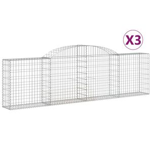 vidaXL arkveida gabiona grozi, 3 gb., 300x30x80/100cm, cinkota dzelzs