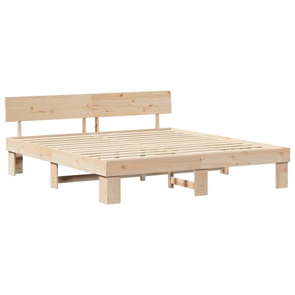vidaXL Gultas rāmis Dabiska 180 x 200 cm Ciets priedes koks