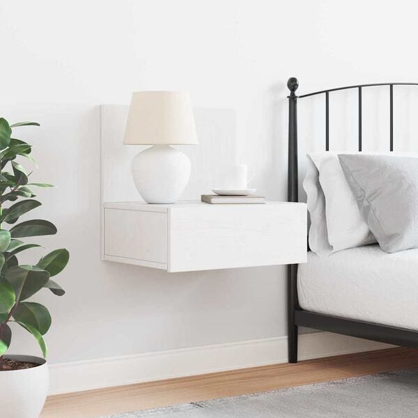 vidaXL Naktsgaldiņš Balts 42 x 32,5 x 40 cm Priedes masīvkoks