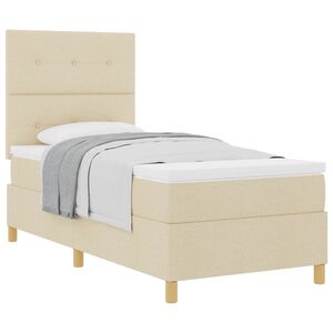 vidaXL Kastītes atsperu gulta Krēmkrāsa 90 x 200 cm audums
