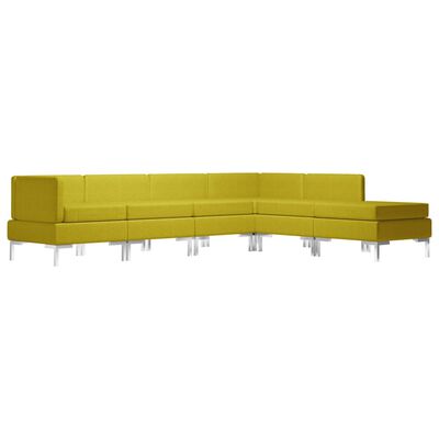 vidaXL sešdaļīgs dīvāna komplekts, dzeltens audums