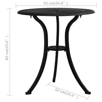 vidaXL dārza galds, melns, 62x62x65 cm, liets alumīnijs