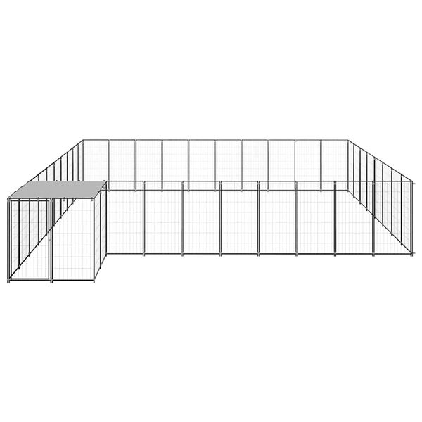 vidaXL suņu voljērs, 25,41 m², tērauds, melns