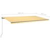 vidaXL markīze ar stabu, 600x300 cm, automātiska, dzeltena/balta
