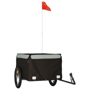 vidaXL velosipēda piekabe, 45 kg, melna un pelēka, dzelzs